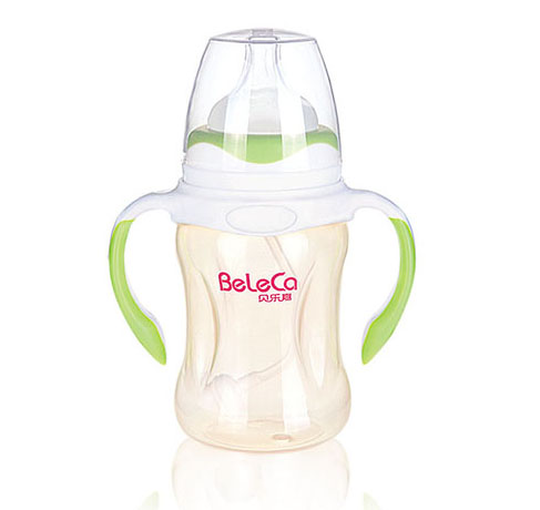 貝樂(lè)嘉草青色雙柄嬰兒PP奶瓶