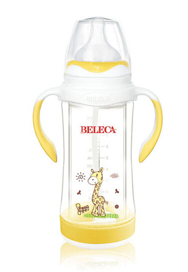 貝樂(lè)嘉貼花嬰兒奶瓶黃色