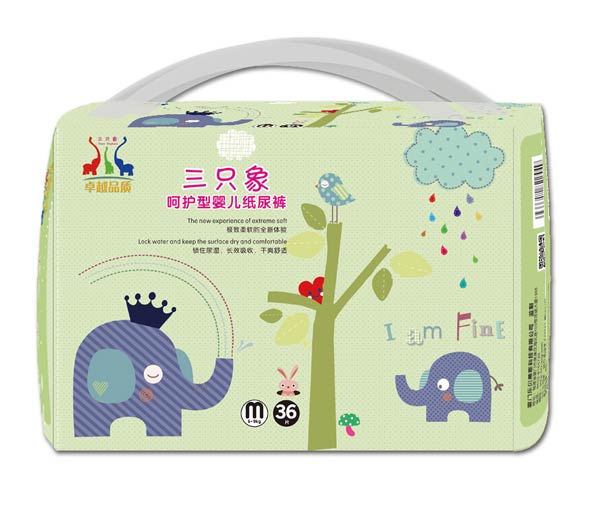 三只象呵護(hù)型嬰兒紙尿褲M36片