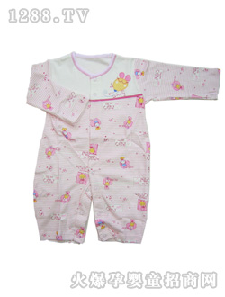 安嬰寶粉色條紋連體衣