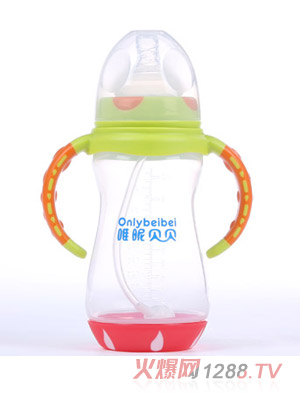 唯昵貝貝WA50寬口雙色PP奶瓶紅綠300ml